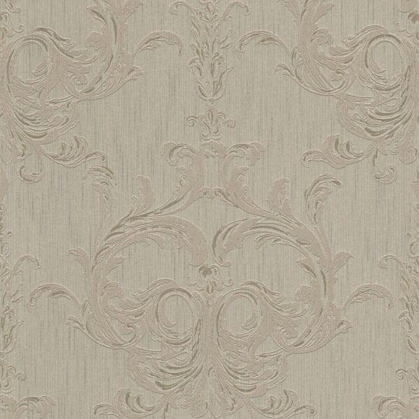 Bricoflor Barock Textiltapete in Grau Braun Textil Vliestapete mit Rokoko Ornament in Beige Elegante Tapete Royal Ideal für Wohnzimmer und Esszimmer