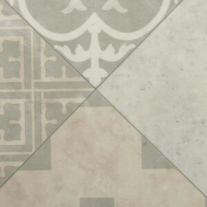 BRICOFLOR PVC Bodenbelag Meterware Retro Fliesenoptik Beige Grau mit Vliesrücken 200cm x 250cm
