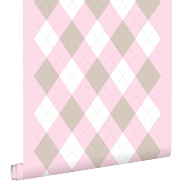 ESTAhome Tapete Karomuster Babyrosa 53 cm x 10