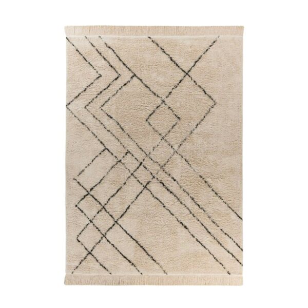 MeGusta Kurzflor Teppich Modern Creme - Schwarz Baumwolle 160x230 cm Nuria
