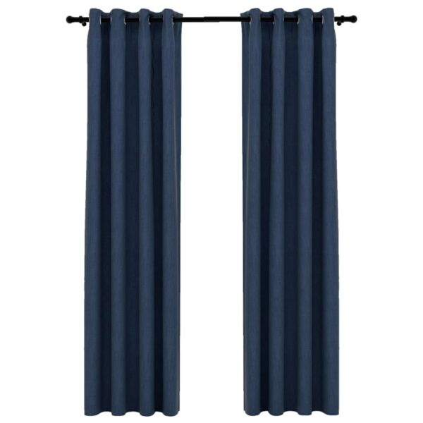 vidaXL Verdunkelungsvorhänge Ösen Leinenoptik 2 Stk Blau 140x225 cm