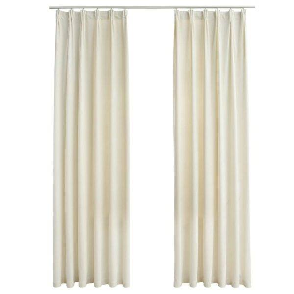 vidaXL Verdunkelungsvorhänge mit Haken 2 Stk Samt Creme 140x225cm