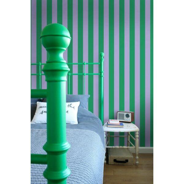 ESTAhome Tapete Streifen Grün und Violett 50 x 900 cm 139908