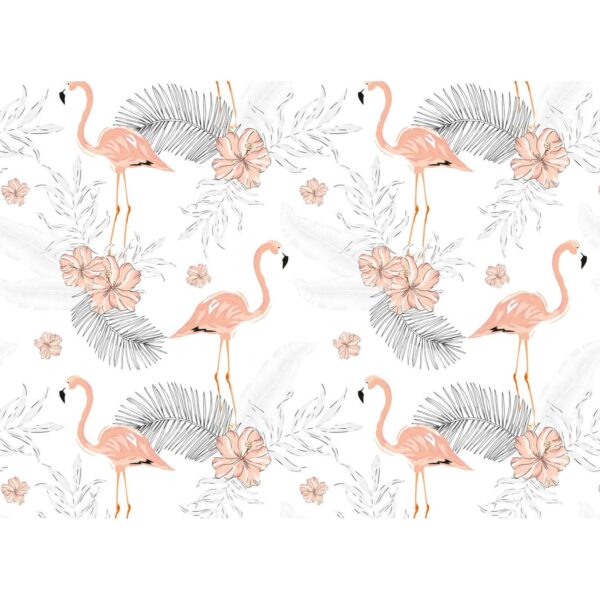 Fototapete Palmen Flamingo Orange Weiß 3