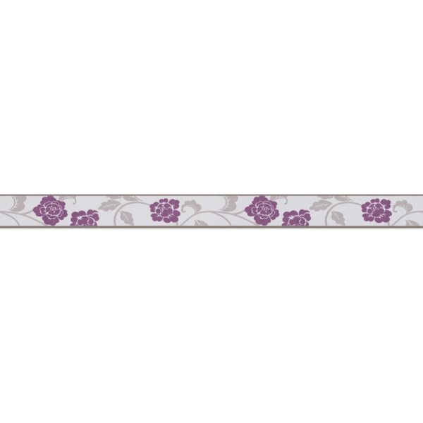 A.S. Création Borte selbstklebend Blumen 5 m x 5 cm Violett-Grau