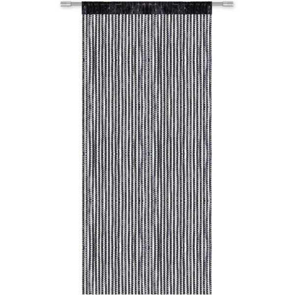 Bestlivings Metall Optik Fadenvorhang Trennvorhang Gardine Stangendurchzug ca. 90 cm x 250 cm Schwarz
