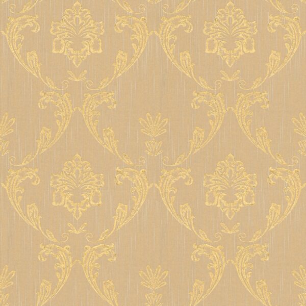 Bricoflor Vlies Textiltapete Braun Gold Edle Tapete mit Textil Ornament mit Glitzer Metallic Effekt Barock Vliestapete Elegant für Wohn und Esszimmer