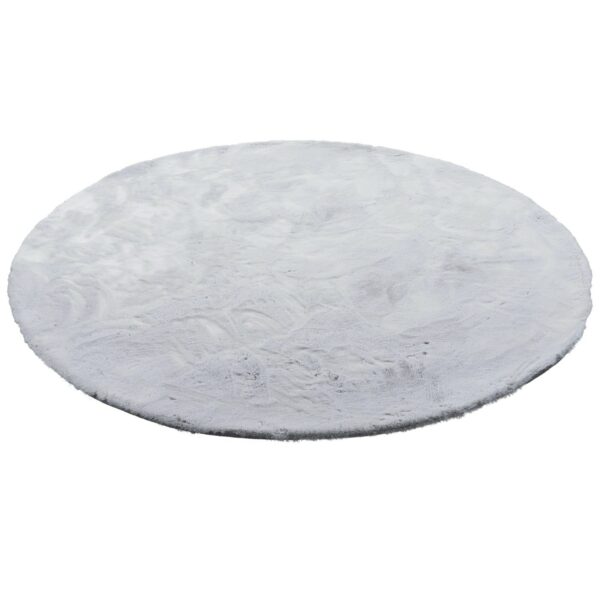 Pergamon Luxus Super Soft Fellteppich Plush Rund Hellgrau 160x160cm