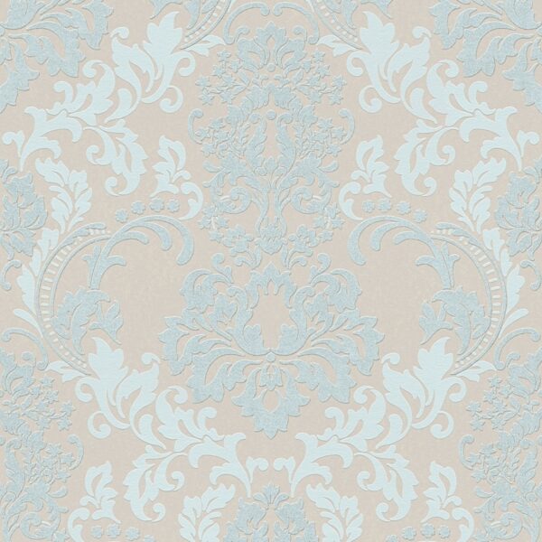 Bricoflor Neobarock Tapete Beige Hellblau Barock Vliestapete mit Glitzer Effekt Elegant Edle Vlies Barocktapete mit Ornament für Schlafzimmer