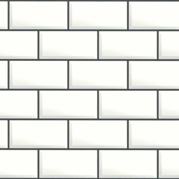 Livingwalls Tapete Stein-Optik Weiß und Schwarz 53 cm x 10