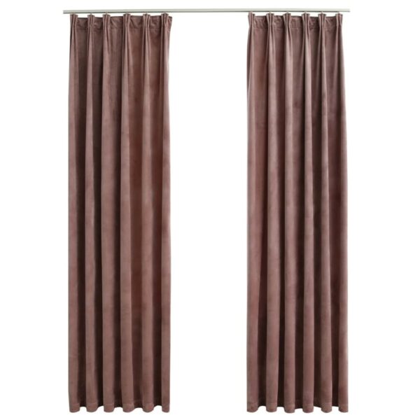 vidaXL Verdunkelungsvorhänge Haken 2 Stk Samt Antik-Rosa 140x245cm